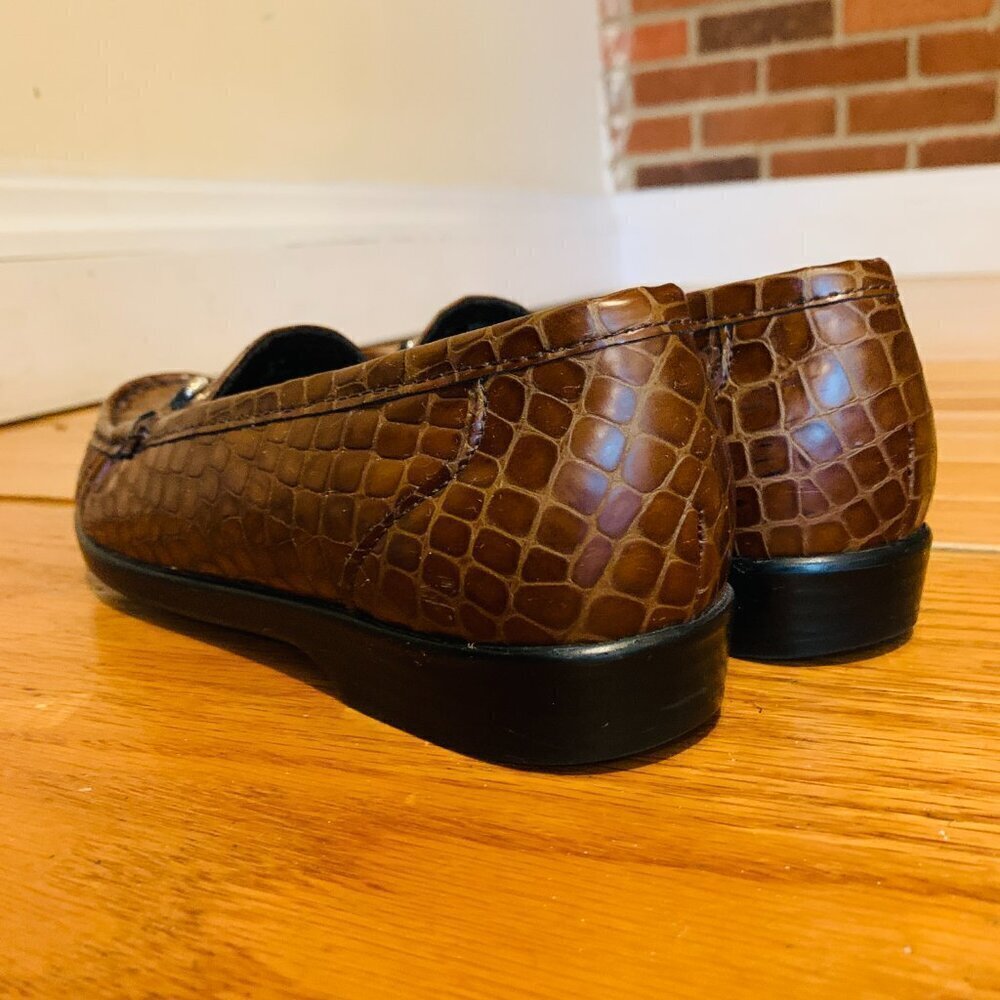SAS Simplify Womens Size 8.5 M Brown Croc Shoes Leather Tripad Comfort Loafer - Picture 12 of 16